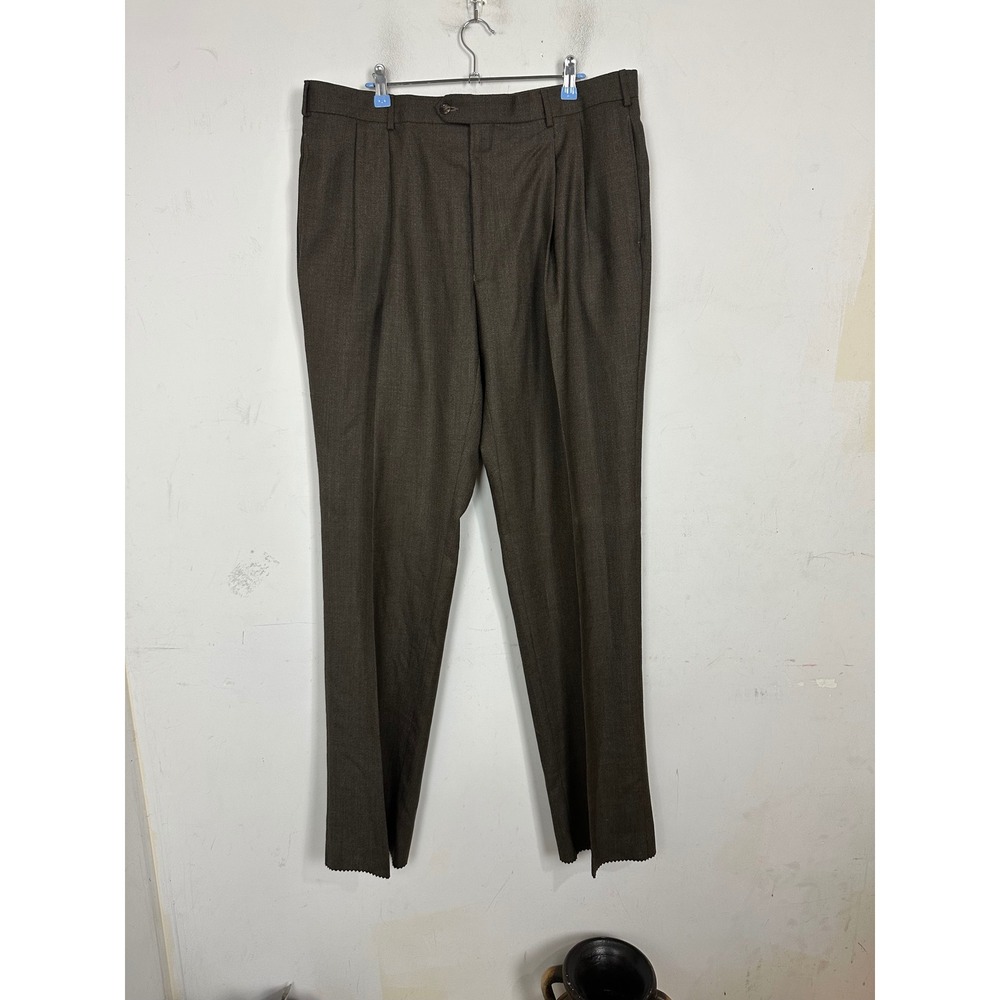 Jos. A. Bank Executive Collection Brown Wool Pleated Dress Pants Mens 38 Reg